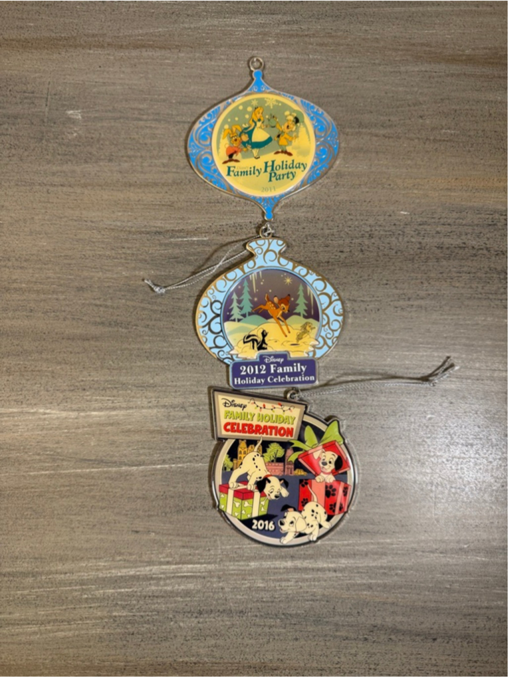 Disney Cast Member Exclusive Holiday Ornament Lot (3) - 2011, 2012, 2016 Metal